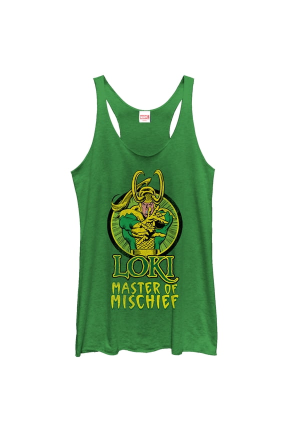 Women's Marvel Loki Master of Mischief Racerback Tank Top Envy Green Small