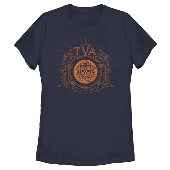 Women's Marvel Loki TVA Distressed Logo Graphic Tee Navy Blue 2X Large