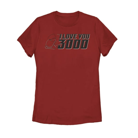 Women's Marvel Love You 3000 Iron Man Helmet Graphic Tee Red Small