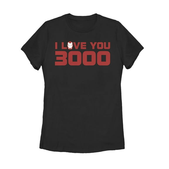 Women's Marvel Love You 3000 Stark Helmet Graphic Tee Black 2X Large