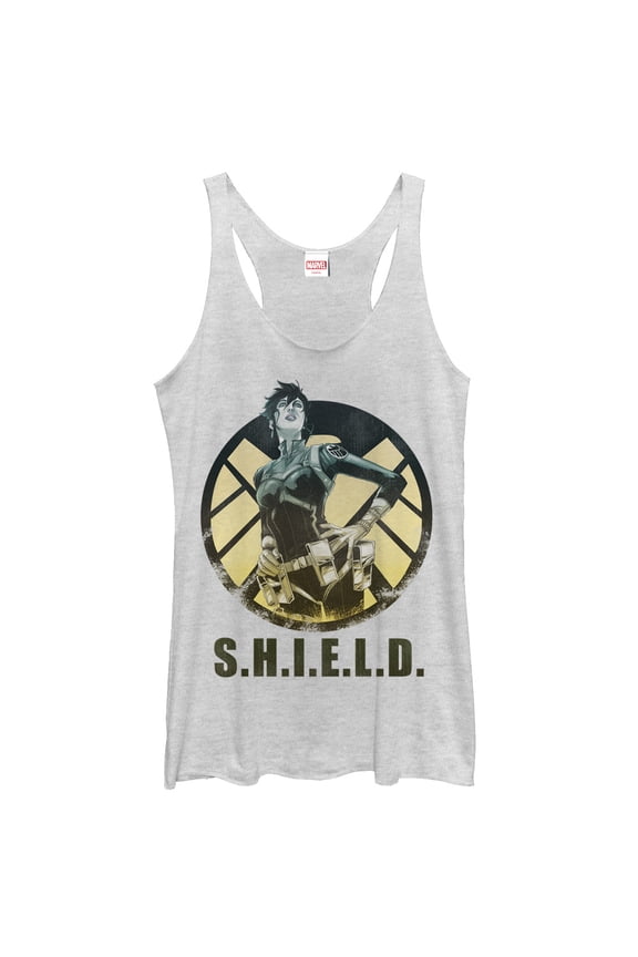 Women's Marvel Maria Hill S.H.I.E.L.D. Agent Racerback Tank Top White Heather Medium