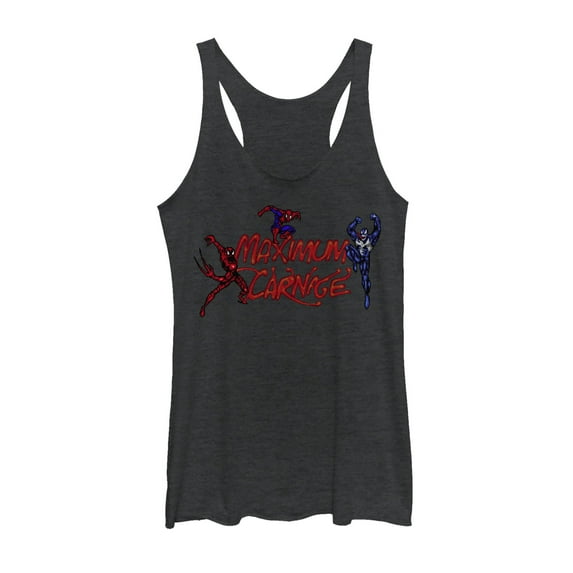 Women's Marvel Maximum Carnage Trio Racerback Tank Top Black Heather Small