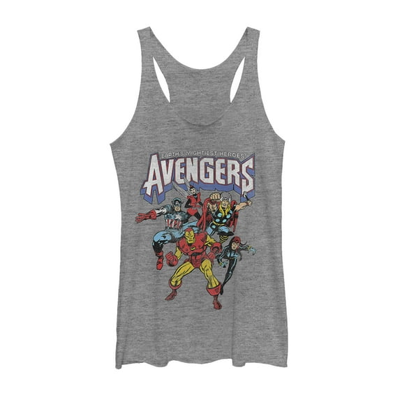 Women's Marvel Mightiest Heroes Avengers Racerback Tank Top Gray Heather 2X Large
