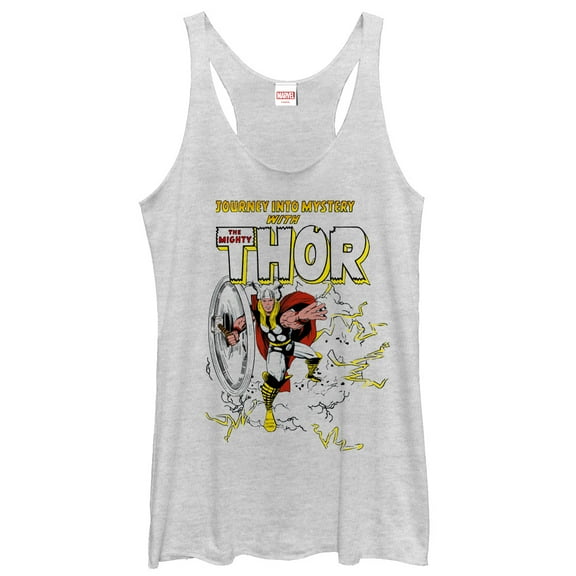 Women's Marvel Mighty Thor Journey into Mystery  Racerback Tank Top White Heather X Large