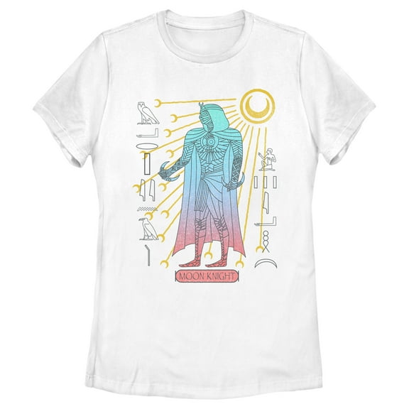 Women's Marvel: Moon Knight Colorful Egyptian Portrait Graphic Tee White Small