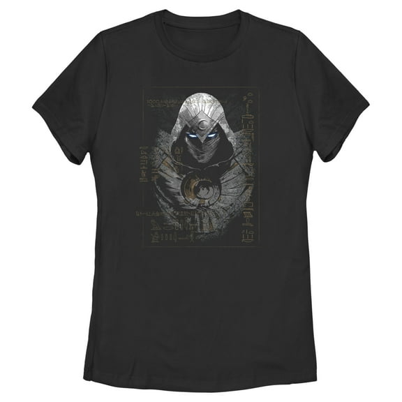 Women's Marvel Moon Knight Egyptian Glyphs  Graphic Tee Black Medium