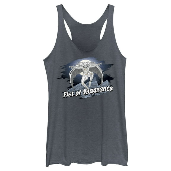 Women's Marvel: Moon Knight Fist of Vengeance Sketch  Racerback Tank Top Navy Blue Heather X Small