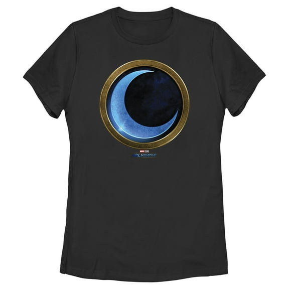 Women's Marvel: Moon Knight Gold and Blue Symbol Graphic Tee Black Small