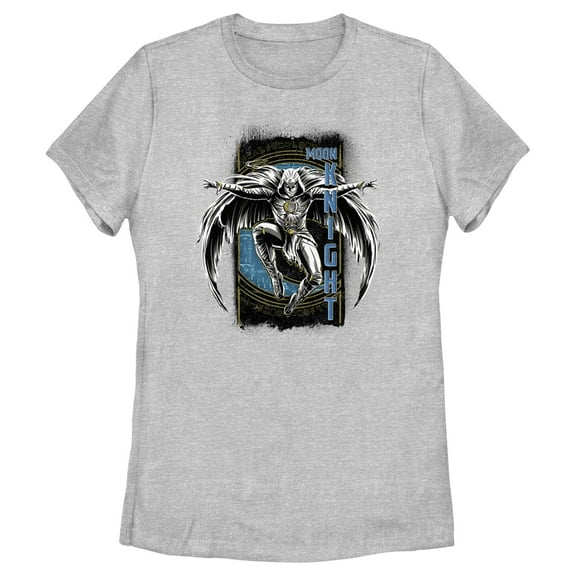 Women's Marvel: Moon Knight Jumping Into Action From Above  Graphic Tee Athletic Heather X Large