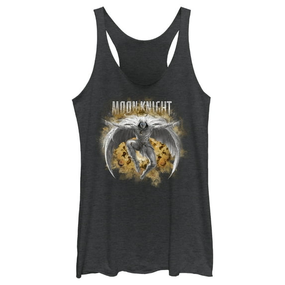 Women's Marvel: Moon Knight Jumping Into Action Racerback Tank Top Black Heather Large