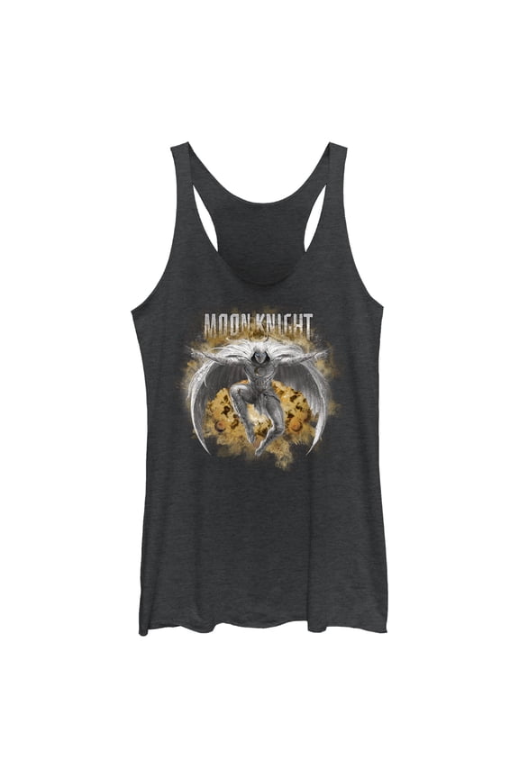 Women's Marvel: Moon Knight Jumping Into Action Racerback Tank Top Black Heather Small