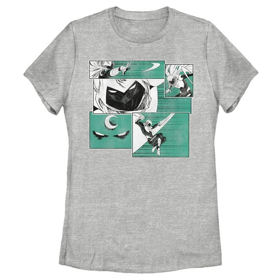 Women's Marvel Moon Knight Panels Graphic Tee Athletic Heather Large