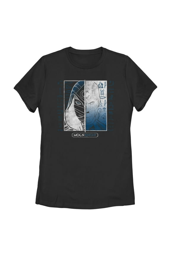 Women's Marvel: Moon Knight Split Face Duo Graphic Tee Black Medium
