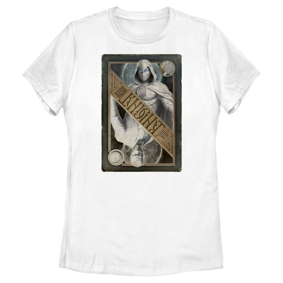Women's Marvel: Moon Knight Split Personality Playing Card, Who Will Win Graphic Tee White 2X Large