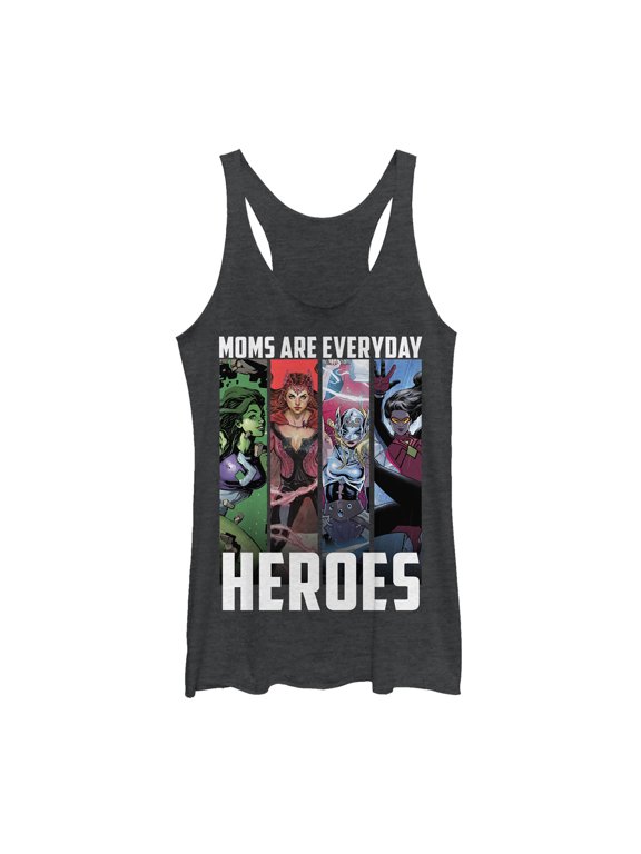 Women's Marvel Mother's Day Everyday Heroes Racerback Tank Top Black Heather X Small