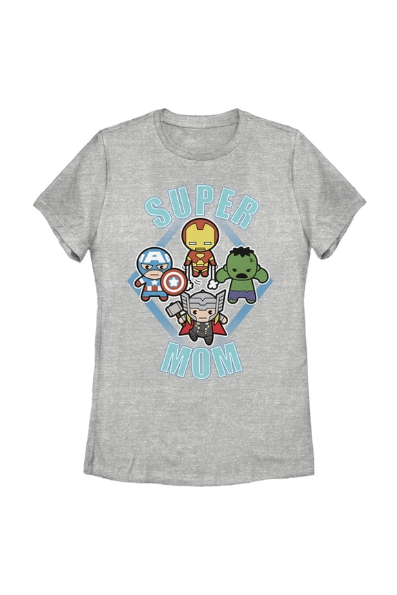 Women's Marvel Mother's Day Super Mom Kawaii Graphic Tee Athletic Heather Medium