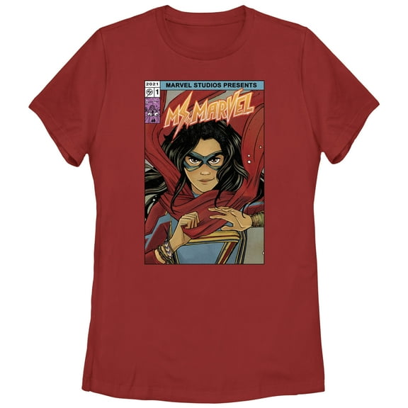 Women's Marvel: Ms. Marvel Comic Book Cover  Graphic Tee Red 2X Large