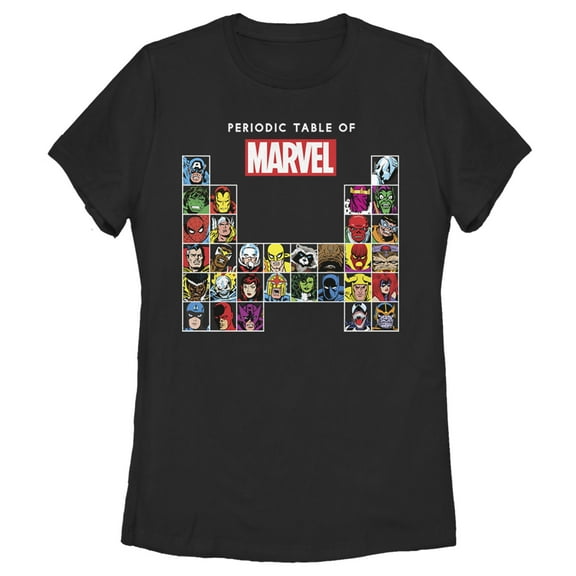 Women's Marvel Periodic Table of Heroes  Graphic Tee Black Small