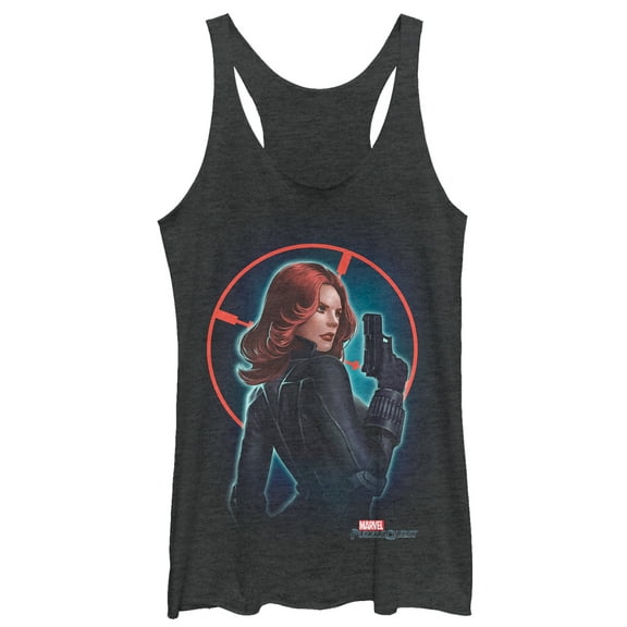 Women's Marvel Puzzle Quest Widow  Racerback Tank Top Black Heather X Small