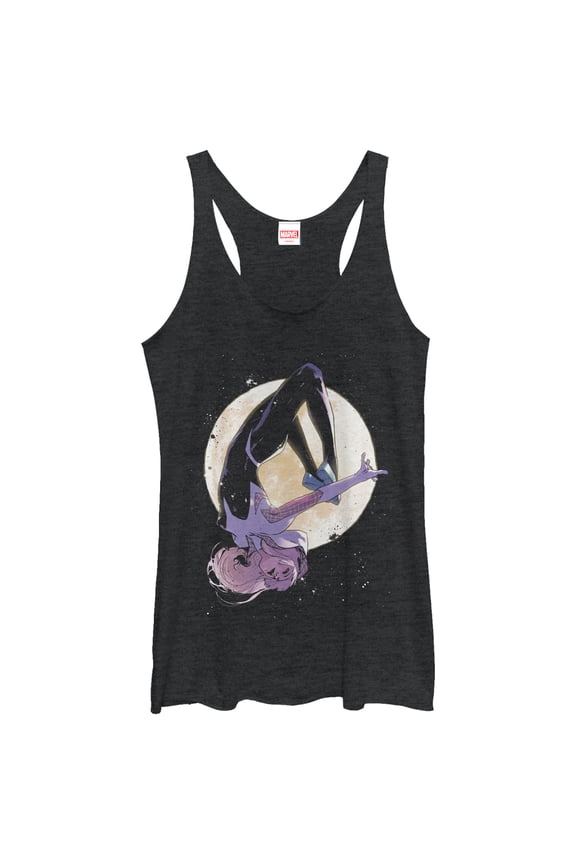 Women's Marvel Spider-Gwen Moon Racerback Tank Top Black Heather Small
