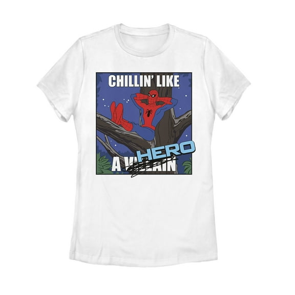 Women's Marvel Spider-Man Chillin' Like a Hero  Graphic Tee White X Large
