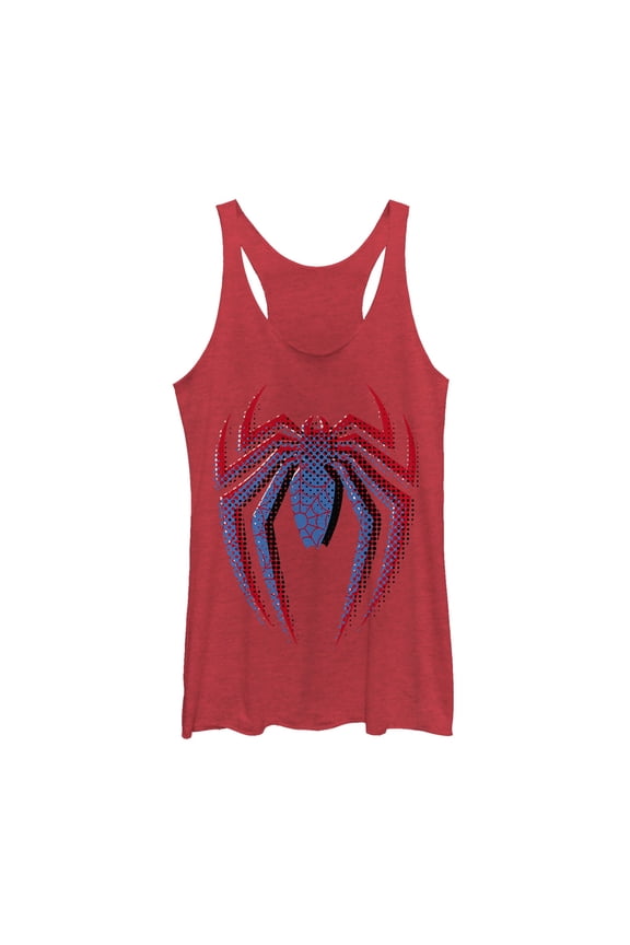 Women's Marvel Spider-Man Dot Logo Racerback Tank Top Red Heather Small