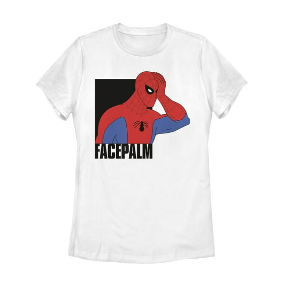 Women's Marvel Spider-Man Facepalm  Graphic Tee White 2X Large