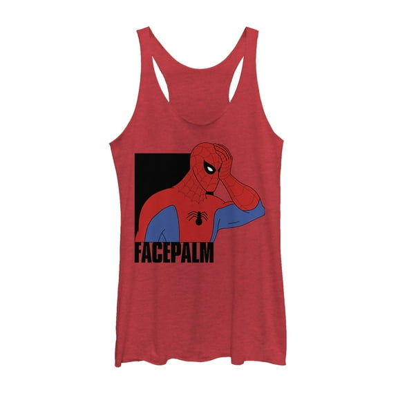 Women's Marvel Spider-Man Facepalm  Racerback Tank Top Red Heather X Small