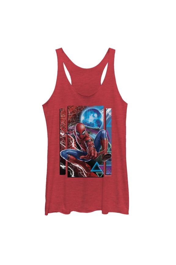 Women's Marvel Spider-Man: Far From Home Battle Buds Racerback Tank Top Red Heather X Large