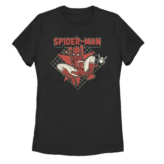 Women's Marvel Spider-Man: Far From Home Cartoon Grid Graphic Tee Black Large