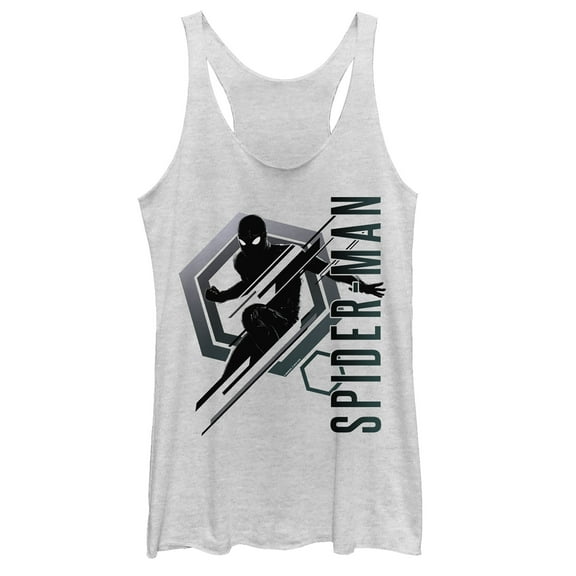 Women's Marvel Spider-Man: Far From Home Darkness  Racerback Tank Top White Heather Medium