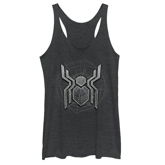 Women's Marvel Spider-Man: Far From Home Ghostly Logo  Racerback Tank Top Black Heather X Large