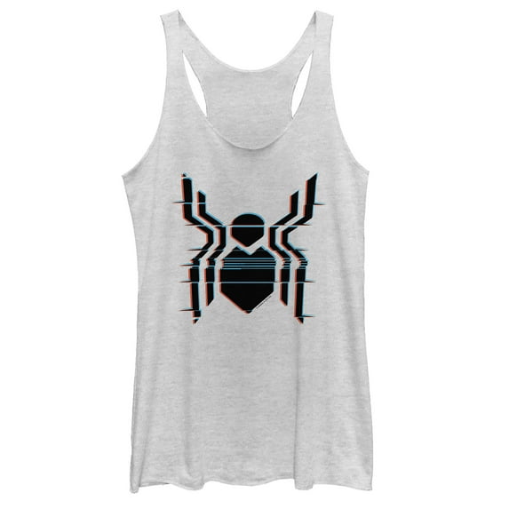 Women's Marvel Spider-Man: Far From Home Glitch Logo Racerback Tank Top White Heather X Large