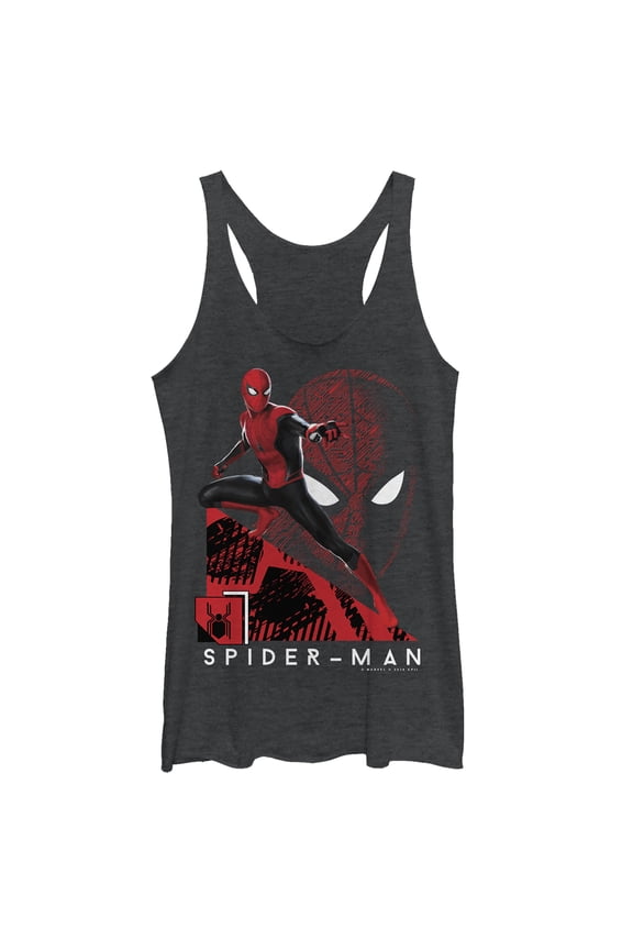 Women's Marvel Spider-Man: Far From Home High Tech Racerback Tank Top Black Heather Small