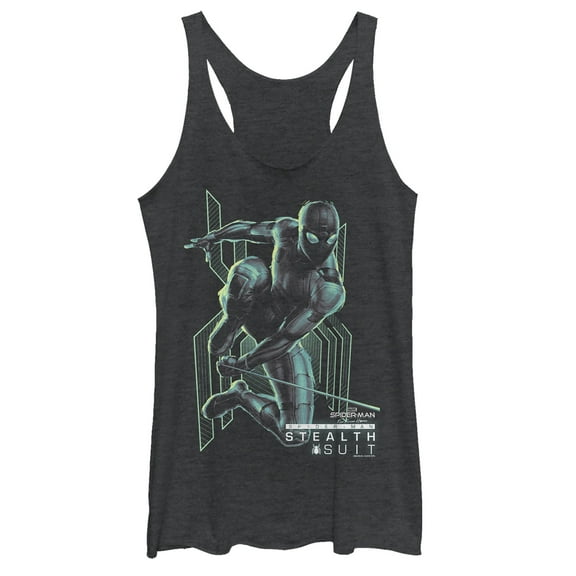 Women's Marvel Spider-Man: Far From Home Stealth Hero  Racerback Tank Top Black Heather X Small