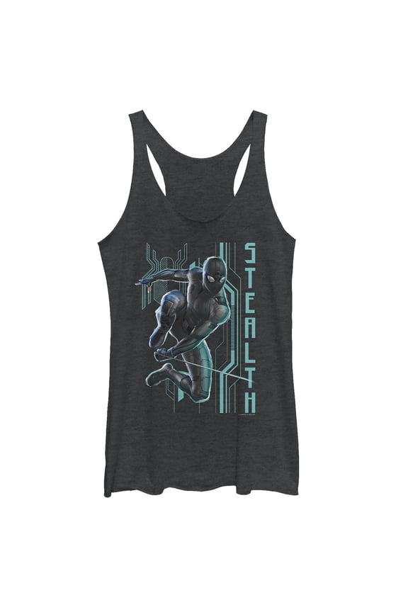 Women's Marvel Spider-Man: Far From Home Stealth Tech Racerback Tank Top Black Heather Medium