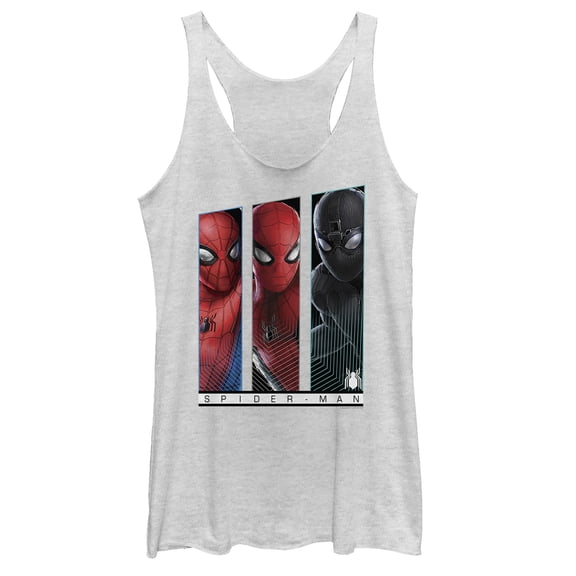 Women's Marvel Spider-Man: Far From Home Suit Panel Racerback Tank Top White Heather 2X Large