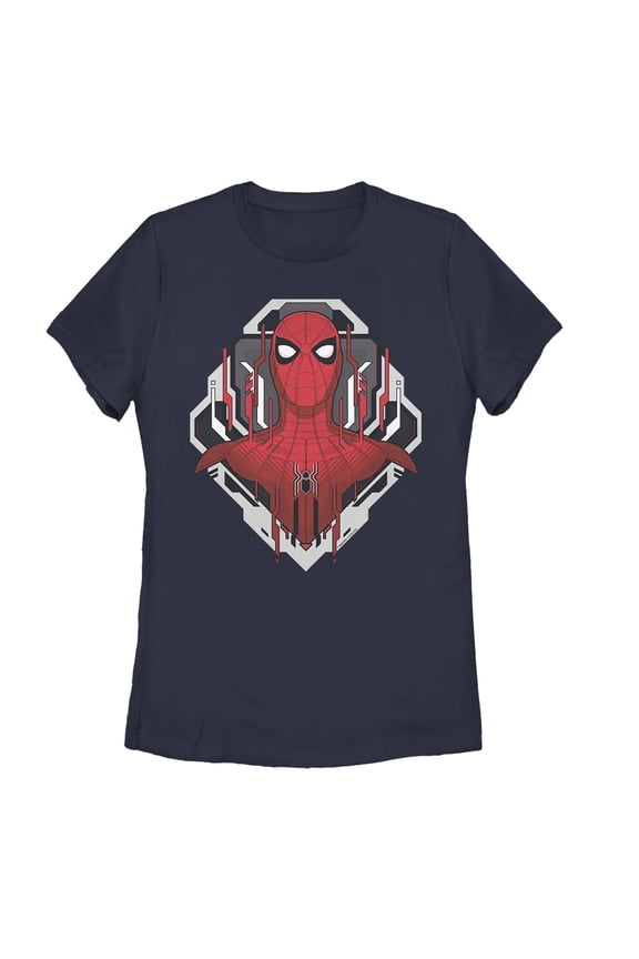 Women's Marvel Spider-Man: Far From Home Tech Emblem Graphic Tee Navy Blue Small