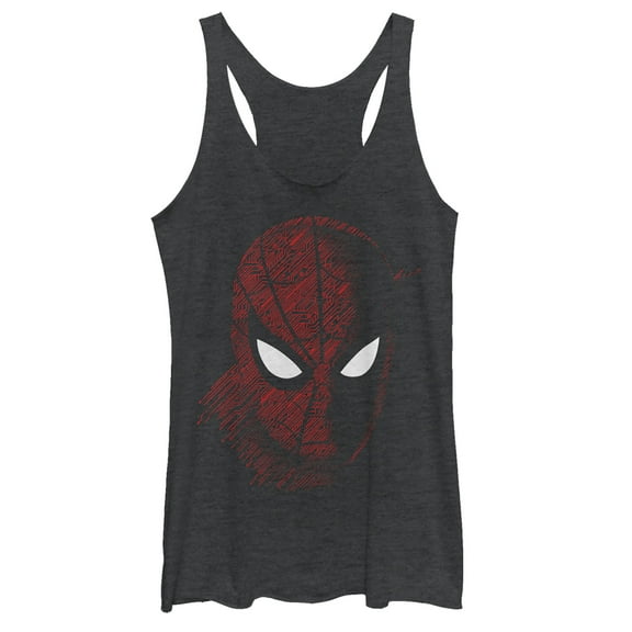Women's Marvel Spider-Man: Far From Home Tech Pattern  Racerback Tank Top Black Heather Medium