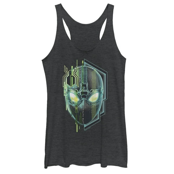 Women's Marvel Spider-Man: Far From Home Techy Mask Racerback Tank Top Black Heather Medium