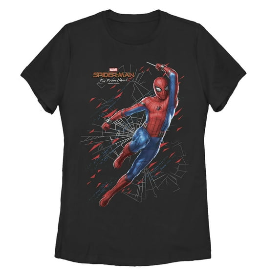 Women's Marvel Spider-Man: Far From Home Web Shatter Graphic Tee Black X Large