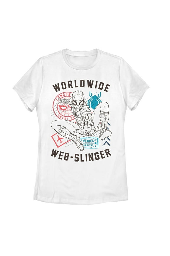 Women's Marvel Spider-Man: Far From Home Worldwide Icons  Graphic Tee White 2X Large