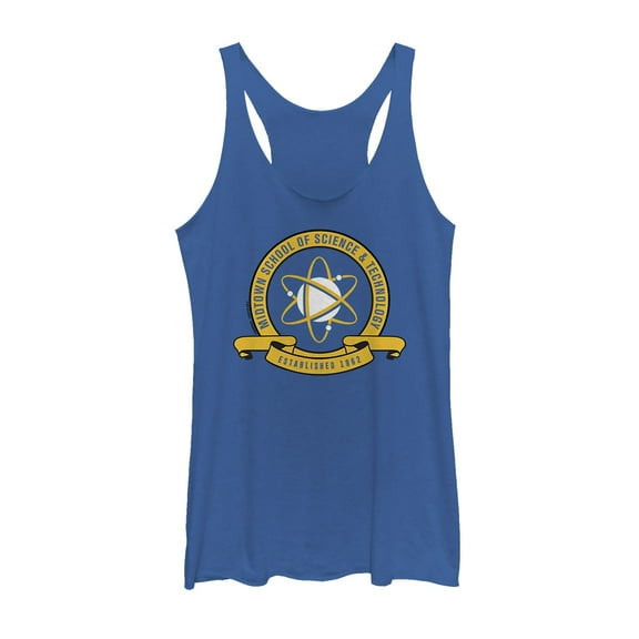 Women's Marvel Spider-Man: Homecoming Midtown School Crest  Racerback Tank Top Royal Blue Heather X Small