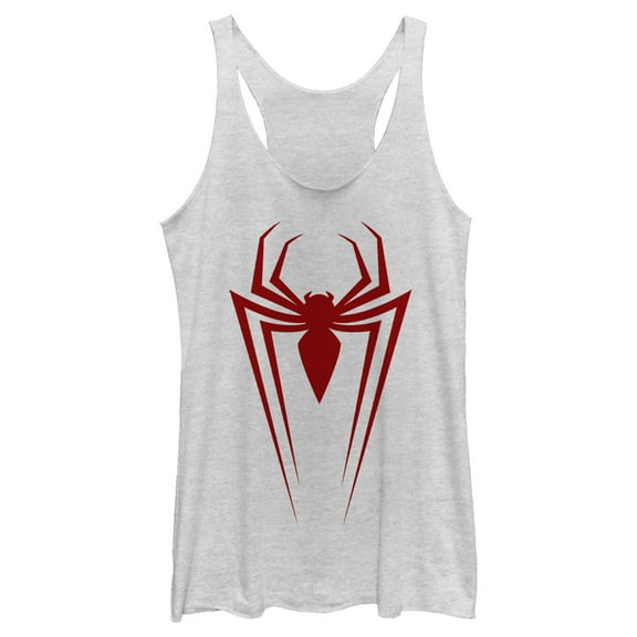 Women's Marvel Spider-Man Icon Badge Racerback Tank Top White Heather Medium