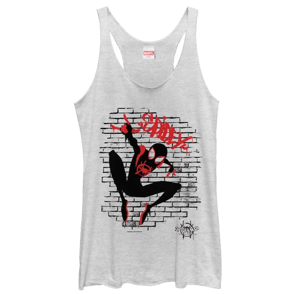 Women's Marvel Spider-Man: Into the Spider-Verse Brick  Racerback Tank Top White Heather Small