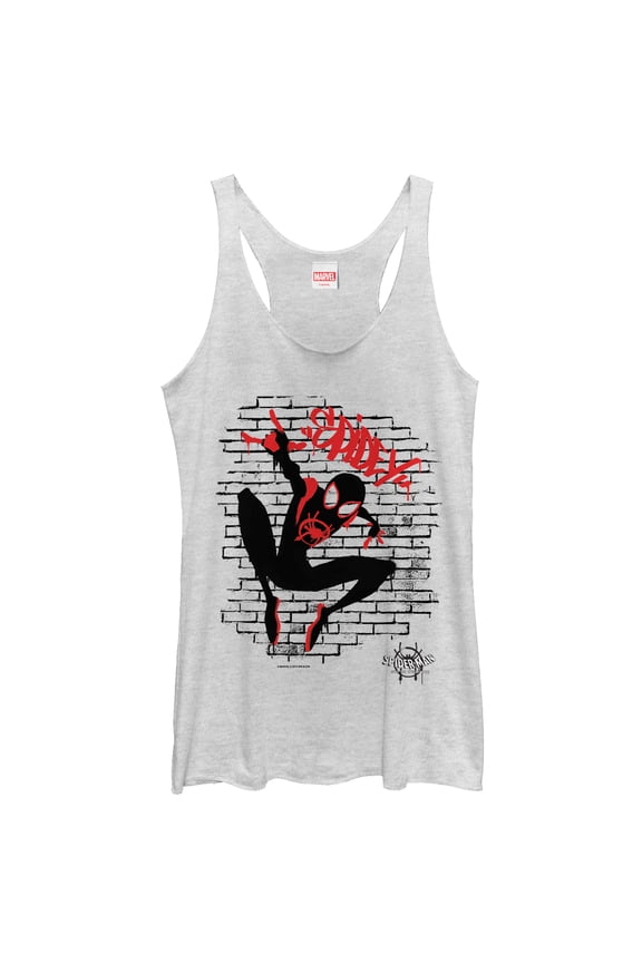 Women's Marvel Spider-Man: Into the Spider-Verse Brick Racerback Tank Top White Heather X Small