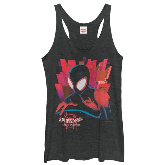 Women's Marvel Spider-Man: Into the Spider-Verse City Racerback Tank Top Black Heather Small
