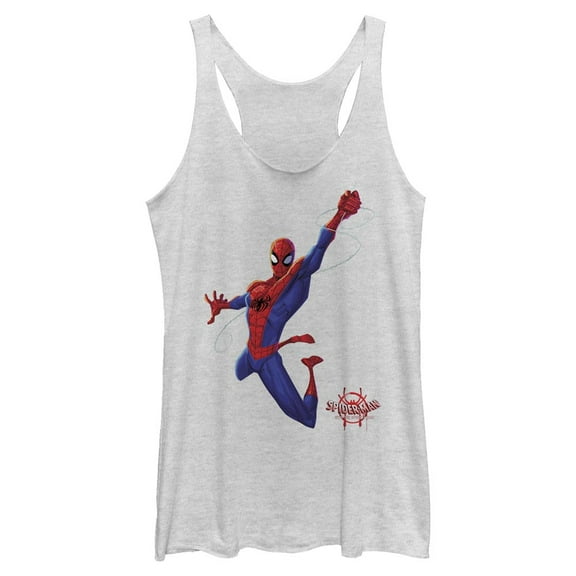 Women's Marvel Spider-Man: Into the Spider-Verse Classic Swing  Racerback Tank Top White Heather Large