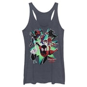 Womens Marvel Spider-Man Into the Spider-Verse Gang is All Here Racerback Tank Top Navy Blue Heather Large