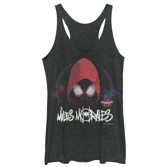 Women's Marvel Spider-Man: Into the Spider-Verse Hooded Miles Racerback Tank Top Black Heather X Small